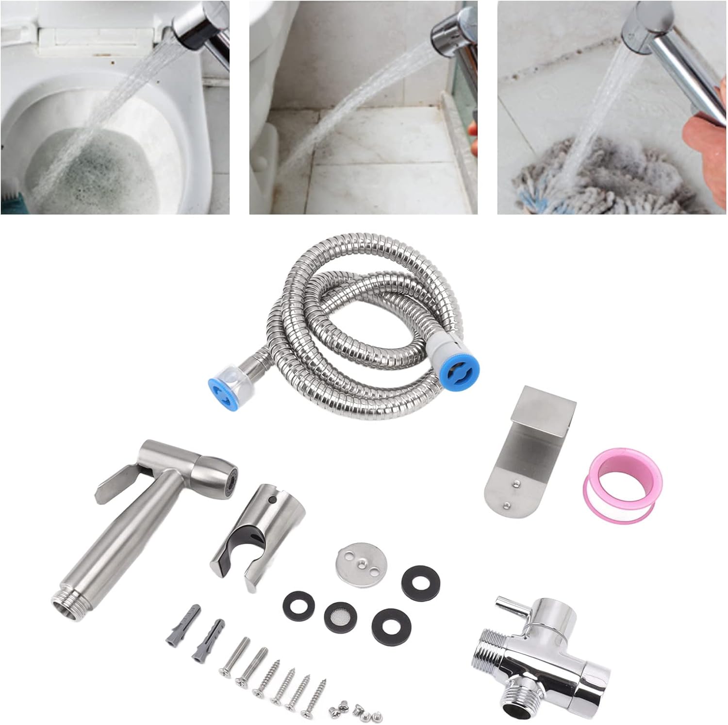 Handheld Toilet Bidet Sprayer for Toilet,Adjustable Water Pressure Control with Bidet Hose for Feminine Wash,Stainless Steel Sink Sprayer Kit for Baby Wash