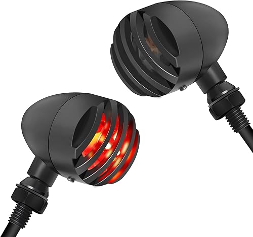 Miniatura 24 de NTHREEAUTO Parpadeadores para motocicleta, luces LED de aluminio impermeables con bala, luz indicadora trasera roja compatible con motocicletas