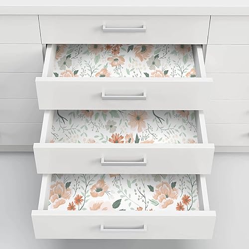 Miniatura 2 de Heroad Papel tapiz floral bohemio de 16.1 x 196 pulgadas, papel de contacto de flores retro para gabinetes, papel de contacto impermeable extraíble