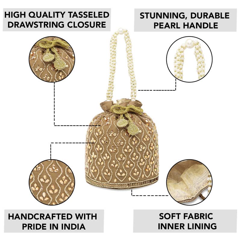 Image of Aheli Potli Bag Gift for Women Handmade Evening Wristlet Handbag Stylish Bridal Purse Fashion Bag
