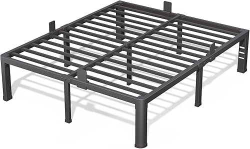 Miniatura 10 de Base de cama California King de 14 pulgadas con esquinas redondeadas y agujero para cabecero, retenedores de colchón de 3500 libras, soporte