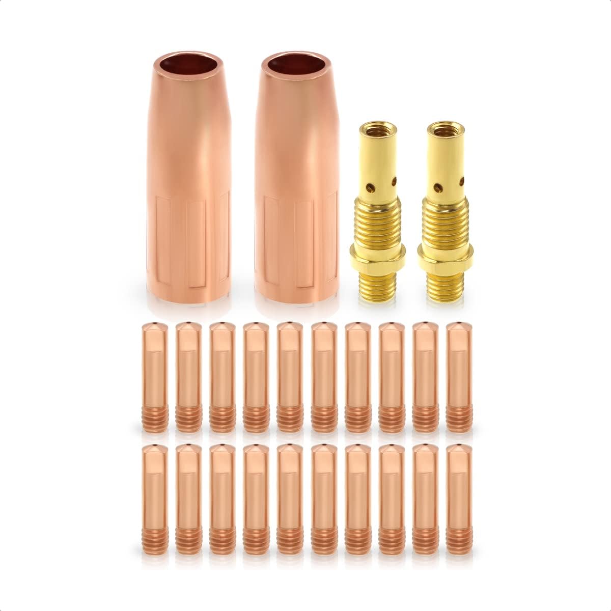 MIG Welding Accessory Kit for Lincoln Magnum 100L Tweco Mini #1, 11-35 0.035'' Contact Tips 21-50 Gas Nozzles 35-50 Gas Diffusers 24Pcs