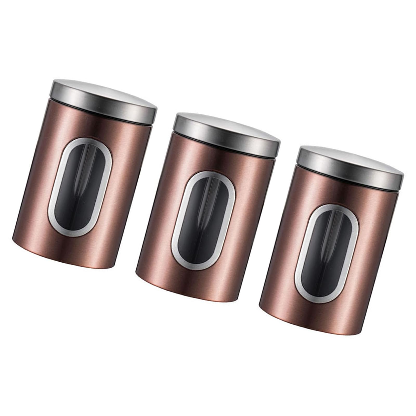 3 Stück elegante transparente Fenster-Luftstrumpfhosen, Kaffee-Zucker-Behälter-Set, Edelstahl, Küchen-Aufbewahrungsdose, Organisation, Airtights Vorratsdose