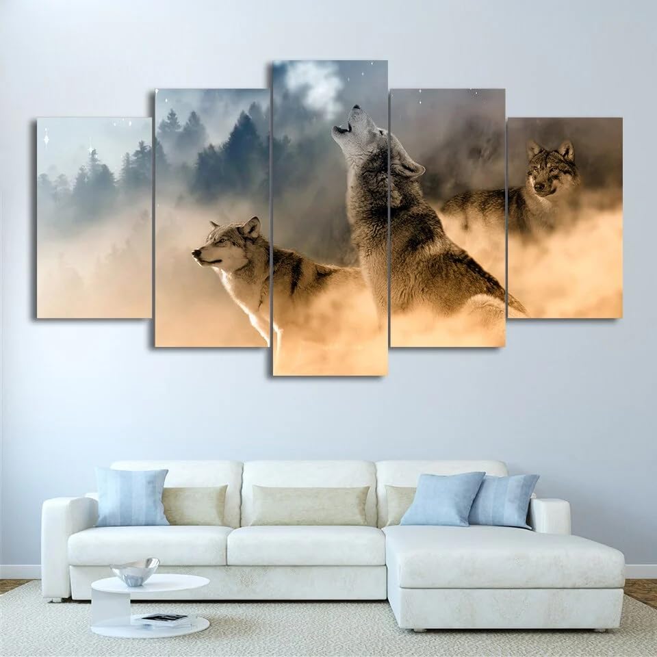 Affiche decoration murale loups et montagne pour une finition premium
