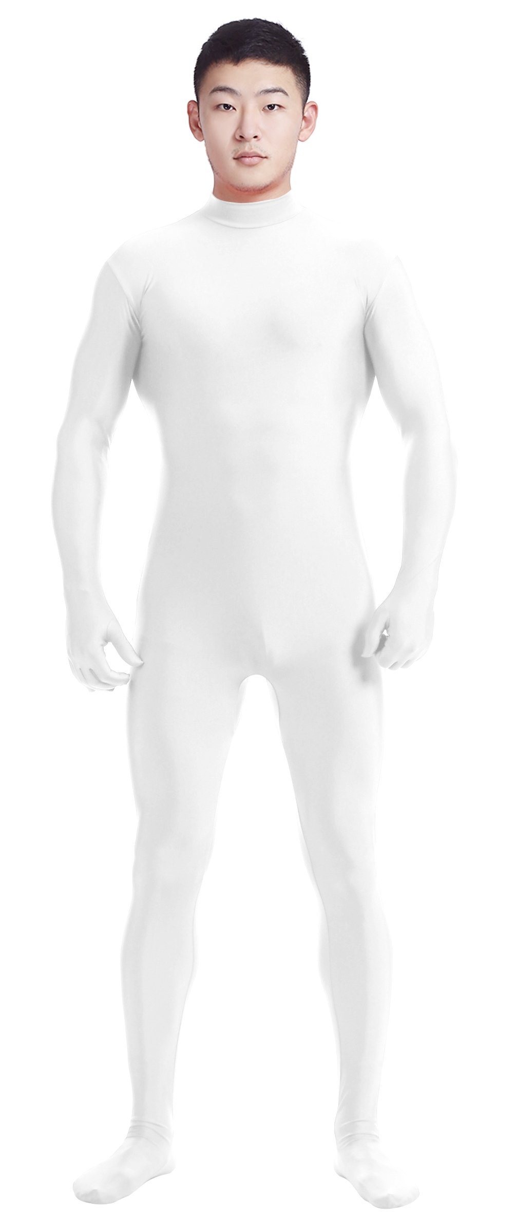 Ensnovo Mens Mock Neck Full Body Unitard Spandex Zentai Suits Costumes