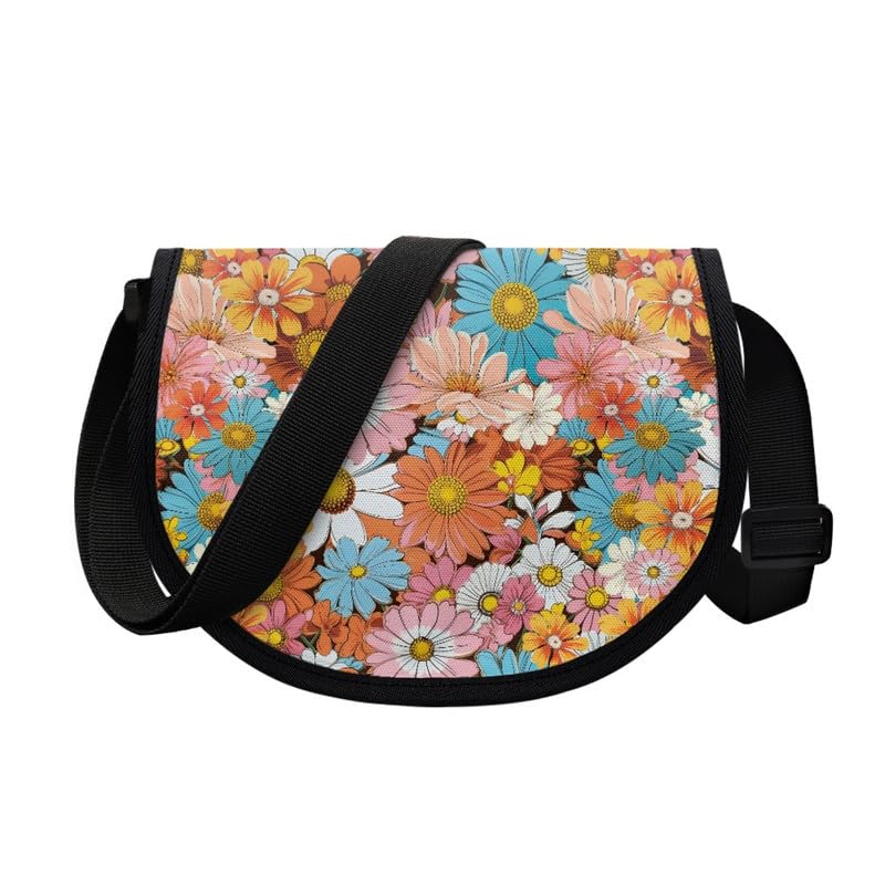 Damask Flowers Classic Messenger Bag Vivid Goldfish Crescent Canvas Cross Body Bag American Flag Pride Shoulder Bags4