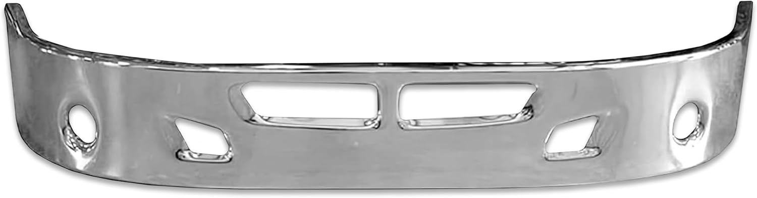 Kozak 14" Chrome Bumper with Lower Lip Spoiler Compatible with Kenworth T660 2008 and Newer Truck Models PLUS Logo, 2x 22" Windshield Wipers, License Plate Frame and Vest