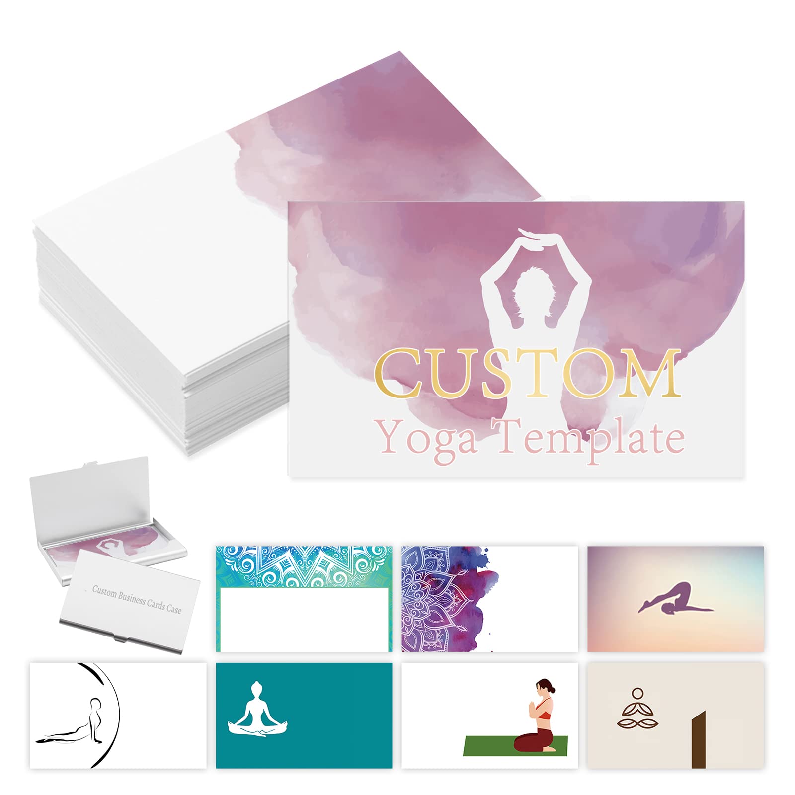Custom Business Cards with Logo Personalized Double Side Printable Customize Business Cards 1000 500 200 100 for Small Business Women Men-Yoga