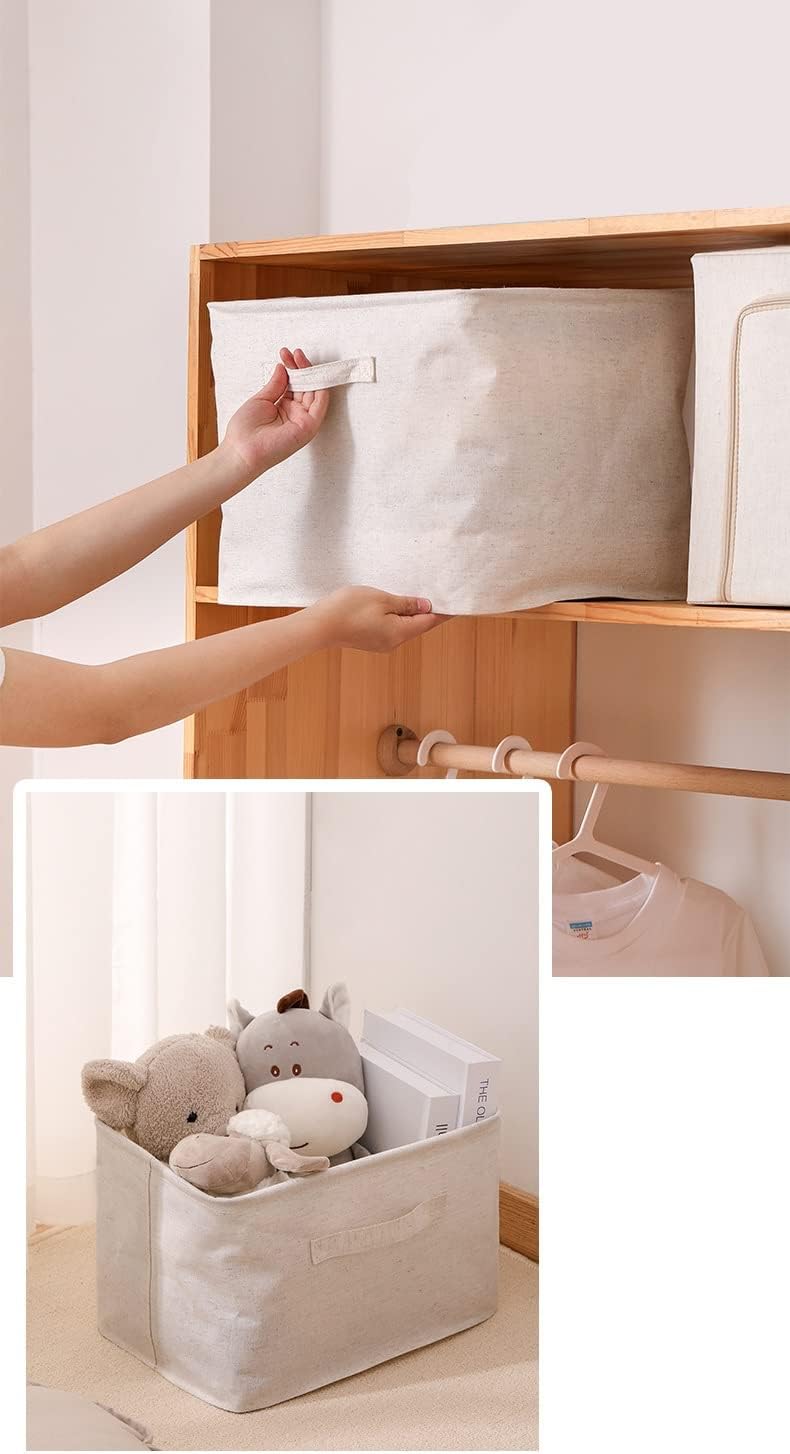 Japanese-style Storage Box Cotton and Linen Waterproof Foldable Tidy Dirty Laundry Basket Toys Sundries Gadgets(41x33x32cm) image 3