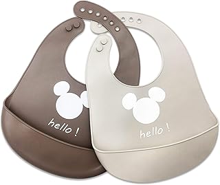 JL&LOVE Silicone Bib Set for Babies and Toddlers, Waterproof Bib Feeding Bibs with Adjustable Snaps and Food Catcher Pocke...