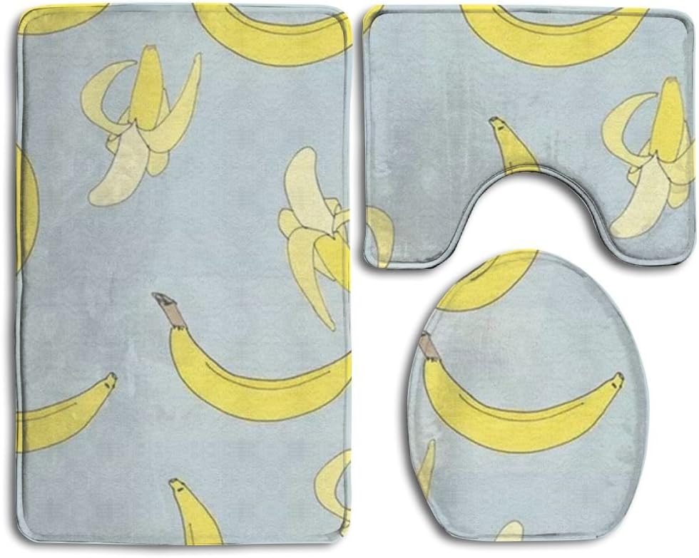 Plectrum 3 Piece Bathroom Mats Set Non-Slip Bathroom Rugs/Contour Mat/Toilet Cover