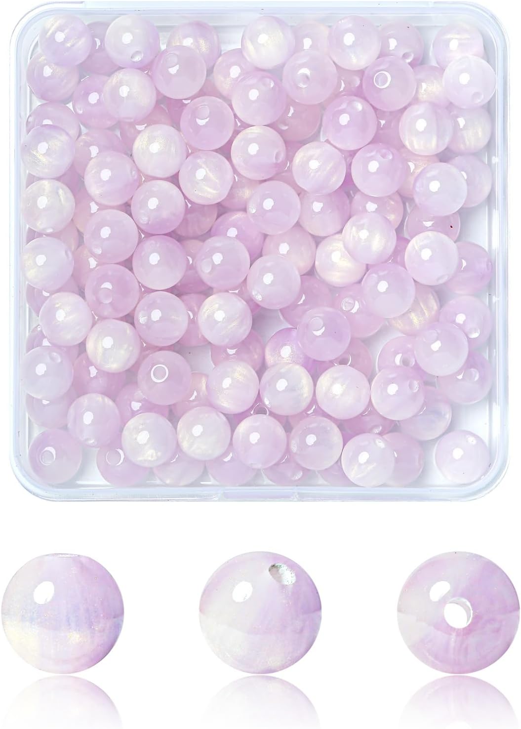 8 mm 100 Pcs Round Glass Beads for Jewelry Making, Glass Beads for Bracelet, Crystal Loose Bead for Bracelet Earring Necklace Jewelry Making and DIY Crafts (Violet)