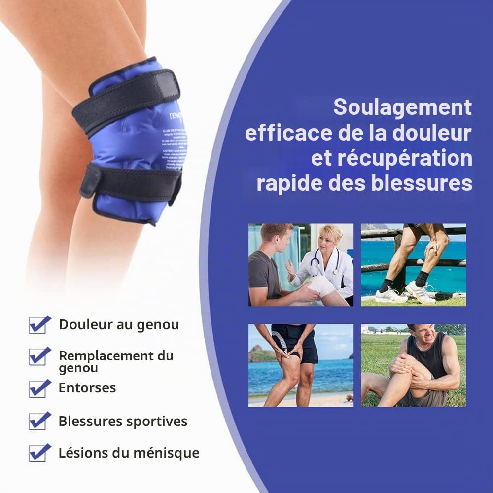 NEWGO Poche de Glace Genou, Réutilisable Glacées Genouillère pour thérapie par le chaud et le froid pour la Chirurgie de Genou Remplacement, Soulagement de la douleur-Bleu