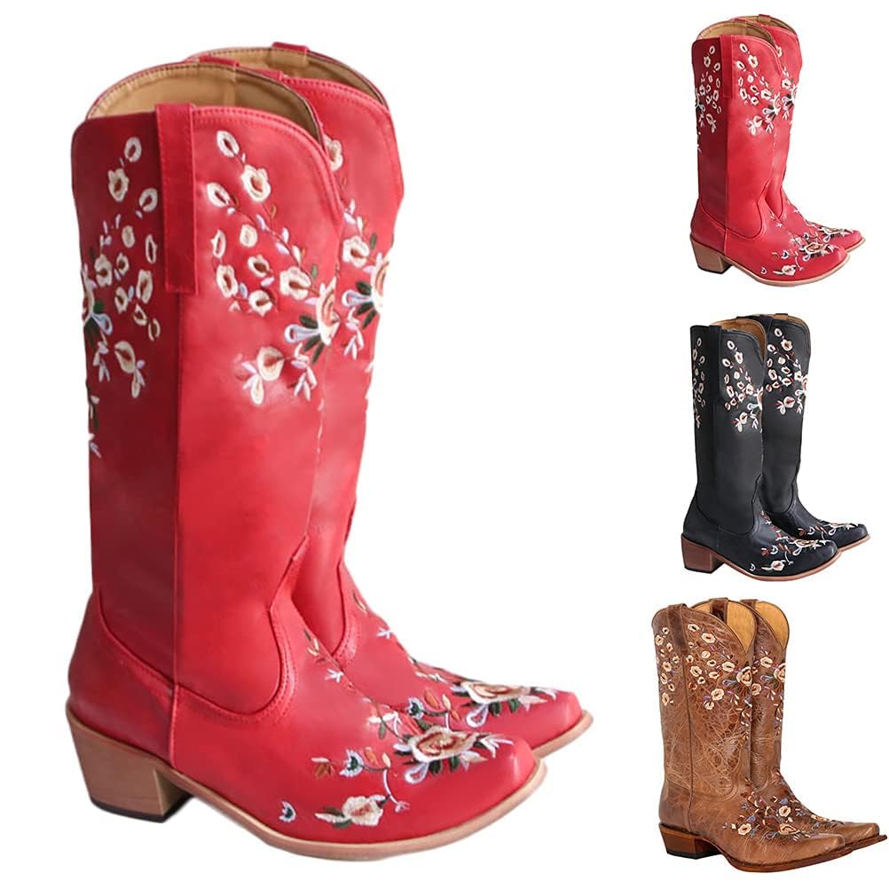 Damen Hohe Stiefel mit Absatz Klassische Elegante Stiefel mit Blockabsatz Langschaft Boots