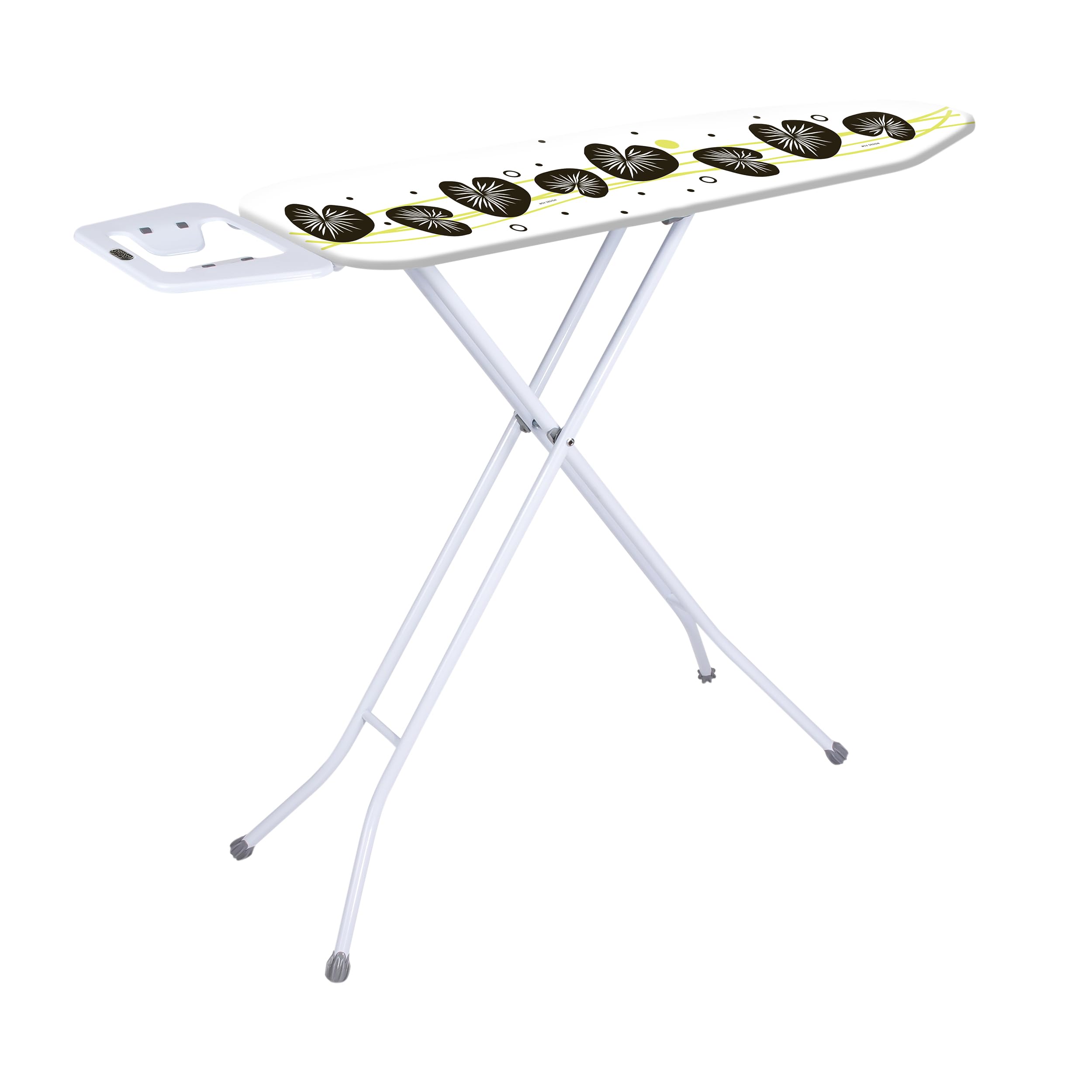 MSV - Asse da stiro modello Eco - 10 posizioni - Altezza regolabile fino a 90 cm - 130x33x90 cm - Pieghevole - Poggiaferro a forma di H - Motivi casuali