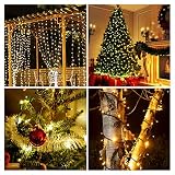 Lichterkette Außen & Innen 20m 200 LED, IP44 Wasserdicht, 8 Modi LED Lichterkette Weihnachtsbeleuchtung mit Stecker für Baum, Garten, Hochzeit & Party (Warmweiß)
