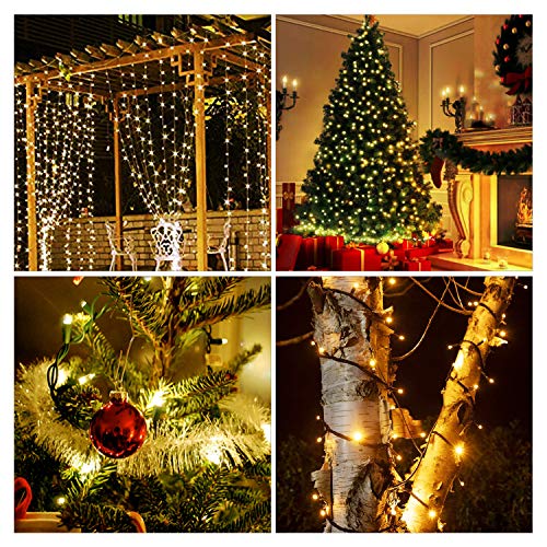 Lichterkette Außen & Innen 20m 200 LED, IP44 Wasserdicht, 8 Modi LED Lichterkette Weihnachtsbeleuchtung mit Stecker für Baum, Garten, Hochzeit & Party (Warmweiß)