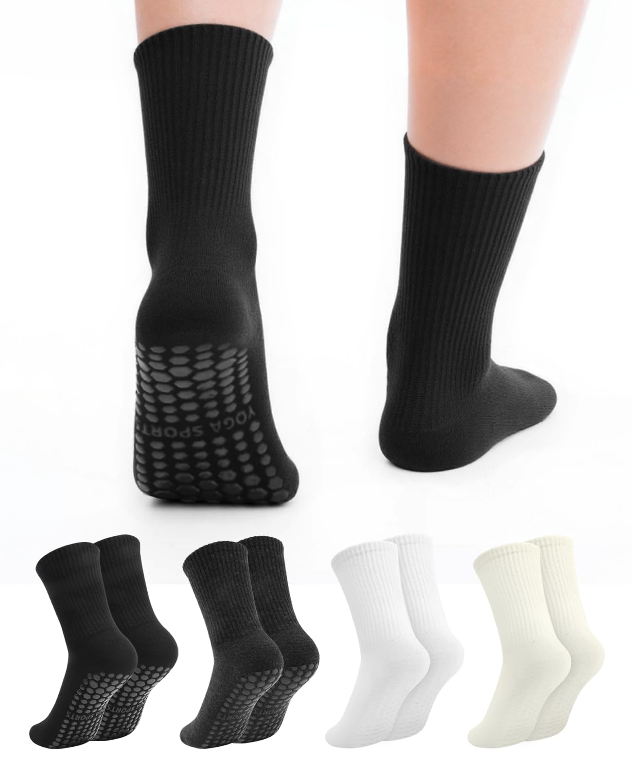 Ninnyi 12 Pairs Grip Pilates Socks, Yoga Grip Socks Reformer Pilates for Women Men Dance Gym Workout Sport Exercise