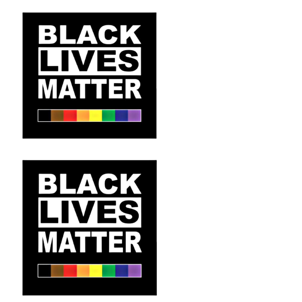 Black Lives Matter Vinyl Sticker with Rainbow Bar (Set of 2 Stickers) LGBTQ 4x4 inch