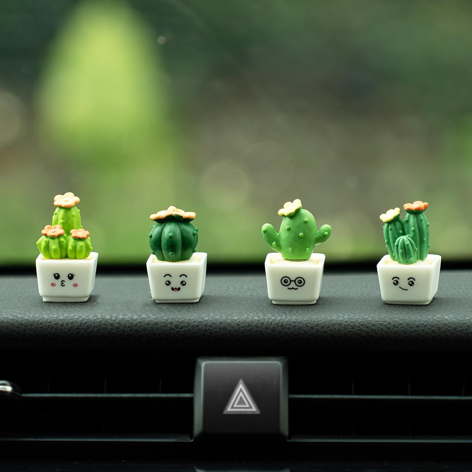 Rislobx Mini Cactus Car Dashboard Decorations, 4PCS Cute Cactus Rear View Mirror Screen Ornament Accessories for Home Office image 5