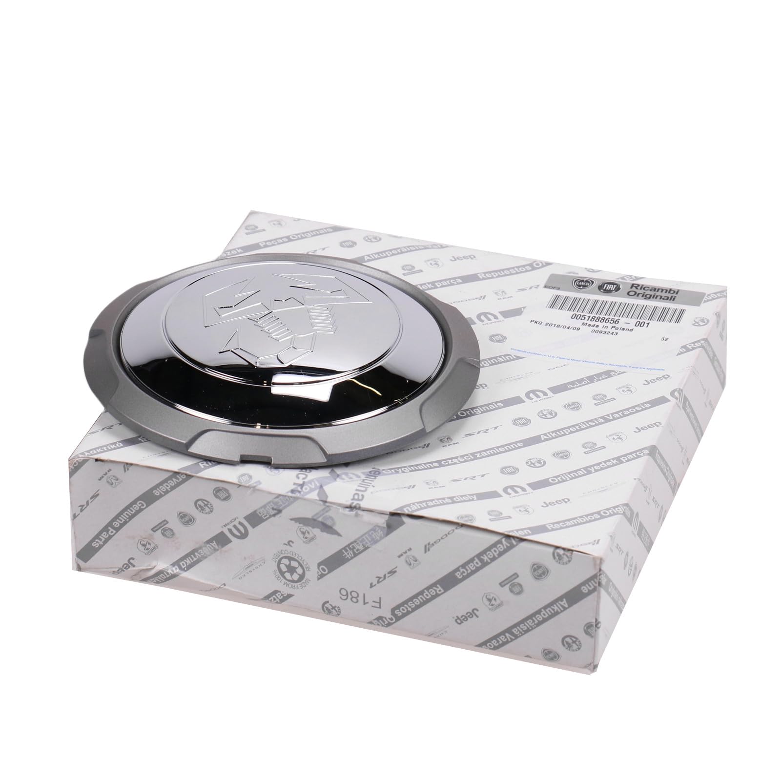 Original Fiat Moyeu Couvercle Chromé pour jante en aluminium Fiat 500 Abarth AB BJ. 2007 OE 51888656
