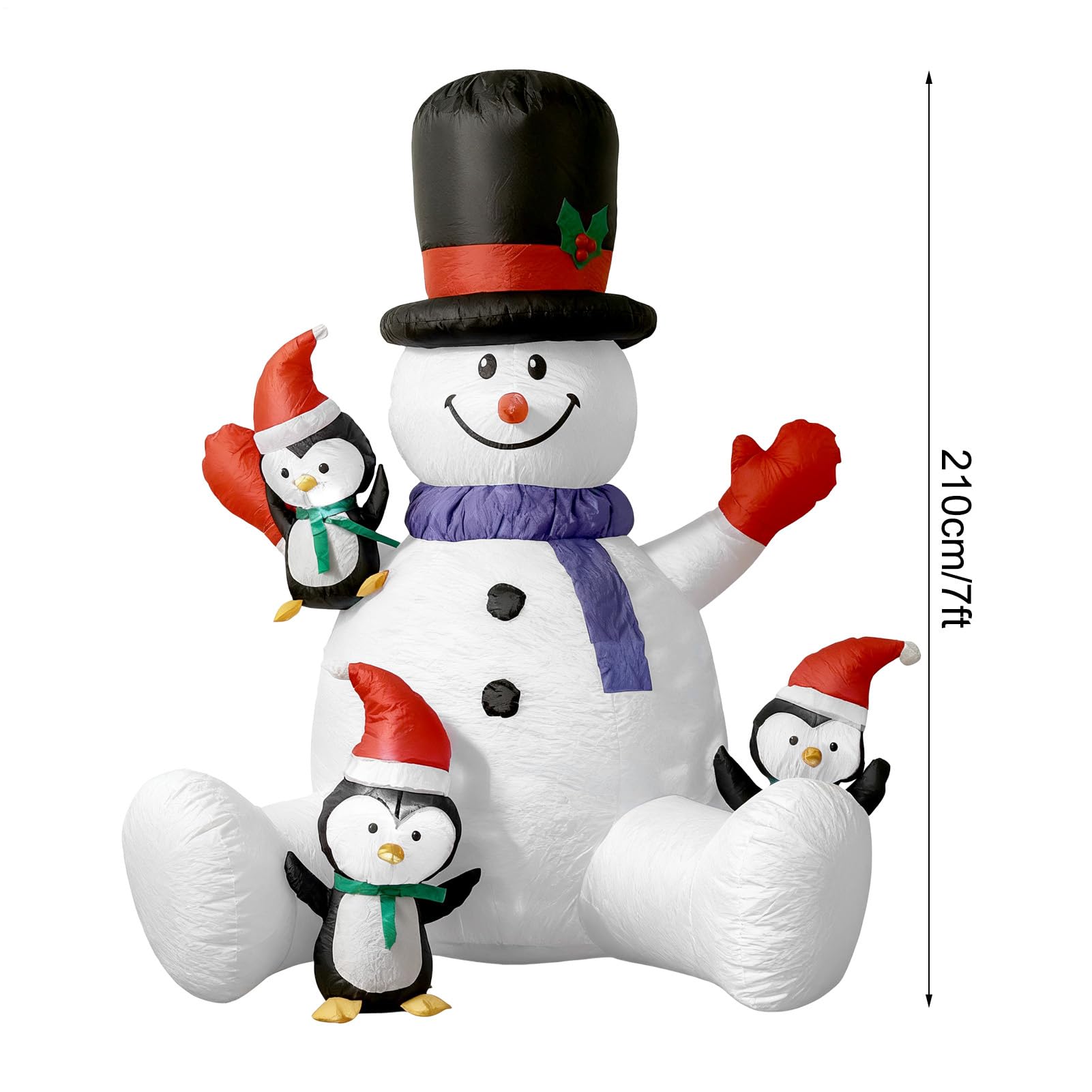 Muñeco de Nieve Inflable Navideño Inflable Estacional con Luces LED RGB Y 3