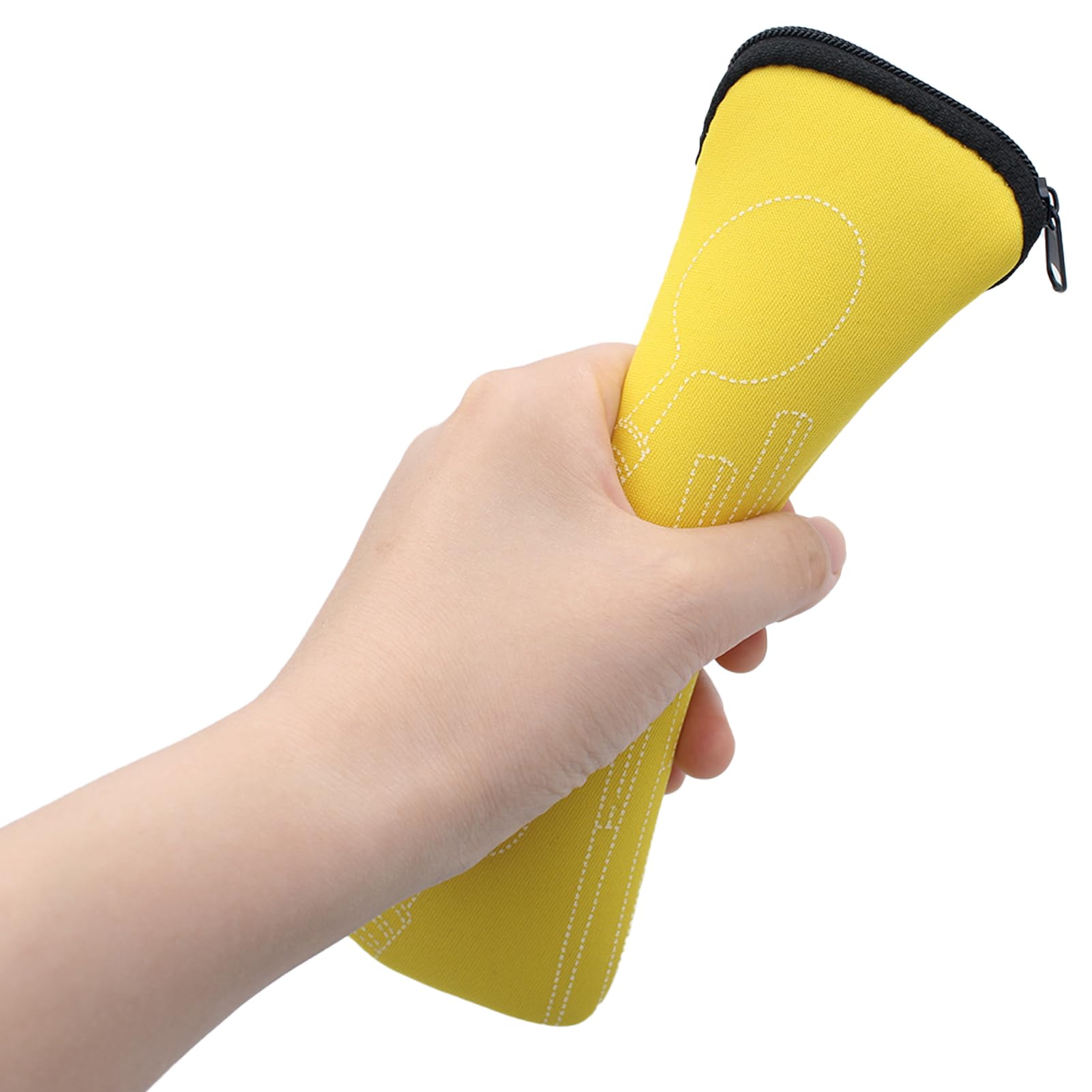 Borsa per Posate da Viaggio Portatile 20x6.5cm, Portaposate con Cerniera, Campeggio Picnic (Nero, Giallo)