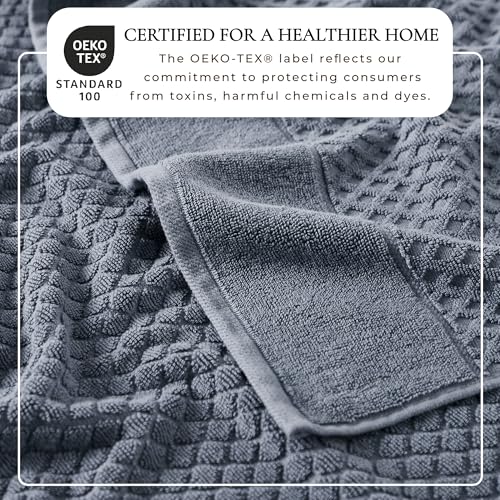 Serviettes de bain de qualité supérieure en coton bleu Grayson