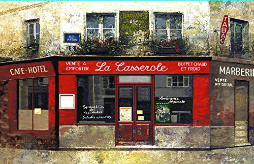 Manual Paris Forgotten Cafe Grande Lined Tapestry Wallhanging HWGHPF 53x35" Multi