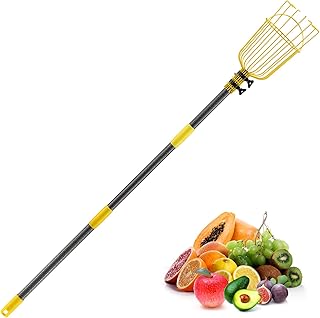 Fruit Picker Tool, 66 Inch Long Heavy Duty Fruit Picking Tool with Fruit Basket, Adjustable Splicing Extension Fruit Picker Pole Fruit Picking Grabber