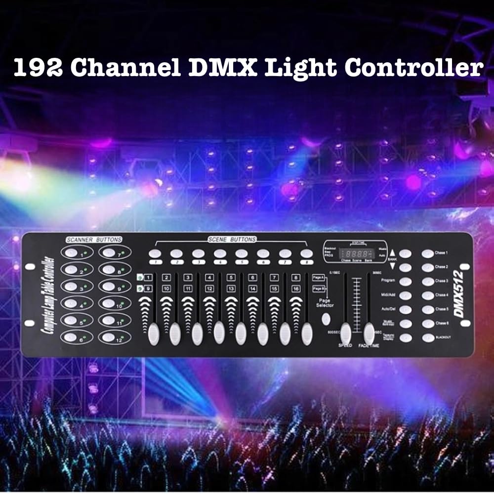192 Channel DMX Controller, Stage Lighting Console DMX Light Controller, VQP DMX 512 Controller, for Party Lights DJ Disco Lights Show Night Club Stage Par Light