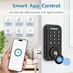 Serrure de porte à empreinte digitale intelligente avec entrée sans clé, antivol électronique deadbolt pour porte avant – Contrôle de l'application, auto-lock, IP56 imperméable pour l'hiver, DIY Installation, Clés de sauvegarde, Noir mat