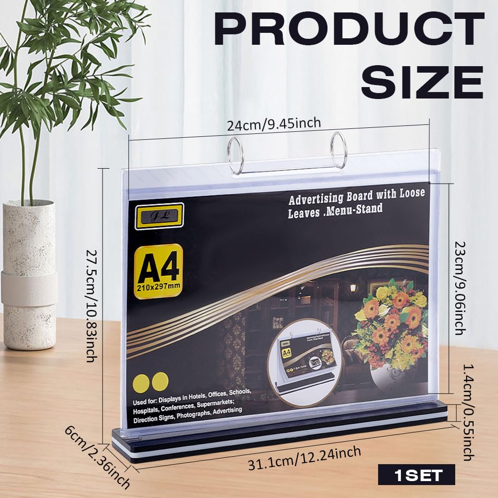 BENECREAT T-Shaped Multi-Page Flip Acrylic Sign Holder - Image 2
