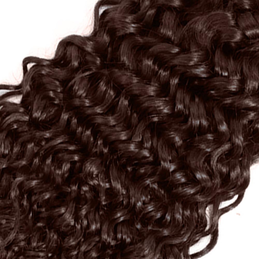 Brown Bundles Human Hair Dark Brown Bundle 18 20 22 inch Double Weft 3 Bundles Color #4 Water Wave Bundle Human Hair 300g