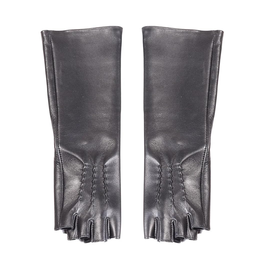 Guantes largos de ópera sin dedos para mujer, color sólido, color negro, 50 cm, talla XL, Negro, XL