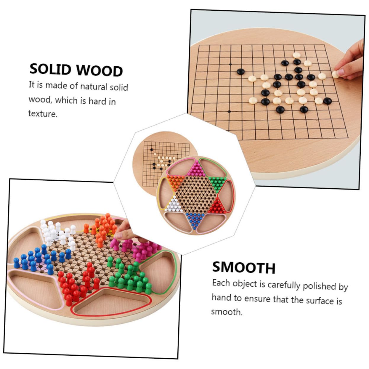 Milisten Jeu de Dames Chinois Éducatif Deux-en-garçon et Filles, Jouet Gobang de Bureau en Matériau Synthétique Marron Surface Lisse et Soigneusement Polie