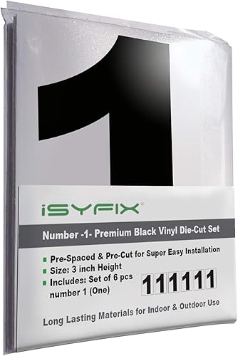 Vista 36 de iSYFIX Calcomanías de vinilo negro número 4 (cuatro) - 6 paquetes de 10 pulgadas autoadhesivas - Calcomanía troquelada y preespaciada para buzón, 4