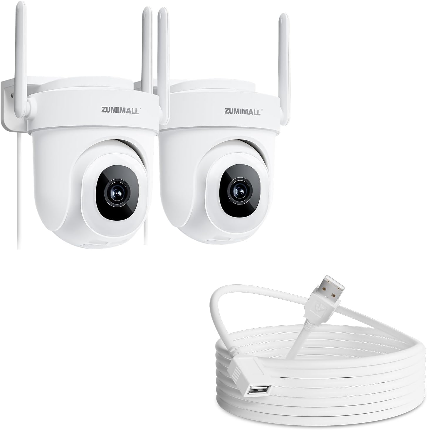 ZUMIMALL 5MP 5G Security Camera Outdoor Wired, 2Pack Outdoor Security Camera with 360° PTZ, Outside Cameras for Home Security with 24/7 Recording, Work with Alexa, 2.4&5G WiFi, AutoTracking, IP66