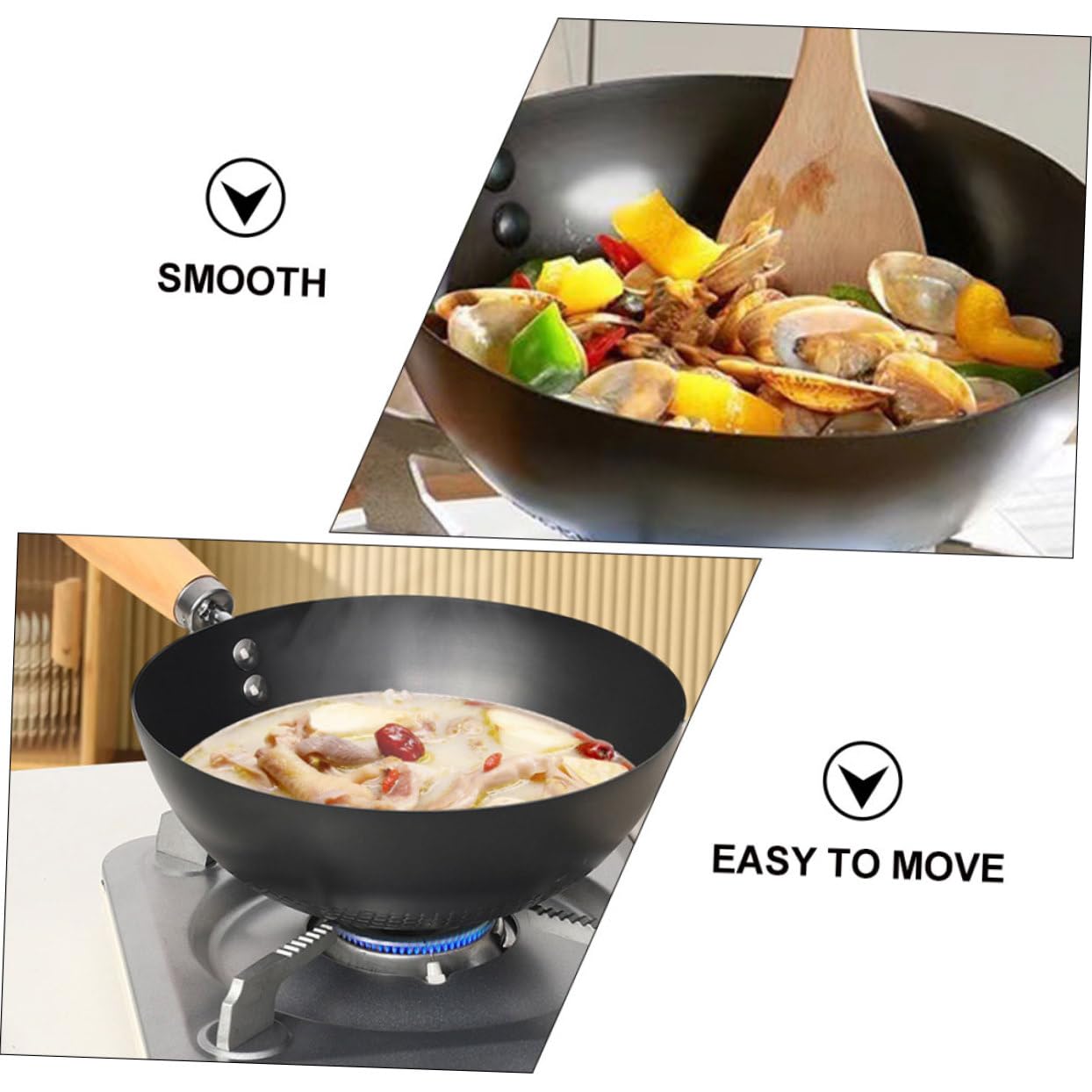 TOPBATHY Kleiner Bratpfanne 20cm Ohne Beschichtung Eisenwok Für Induktionsherd Chinesischer Stil Zum Braten Und Rühren Leicht Zu Reinigen Für Haushalt Und Kochanfänger