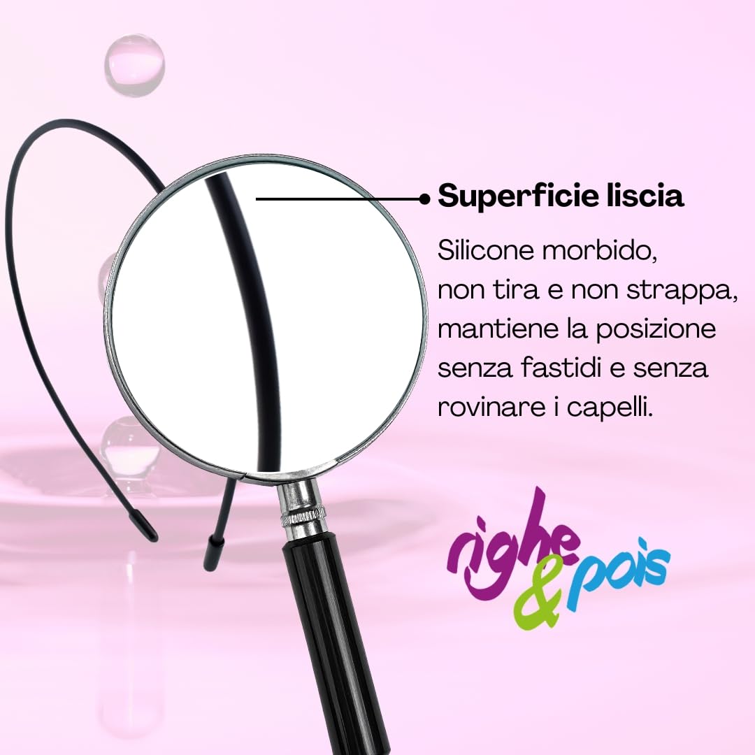 Cerchietto Capelli Donna e Uomo Sottile in Silicone, Antiscivolo, Leggero e Confortevole, Uso Quotidiano, Sport e Lavoro – Set 2 Hairband (Nero)