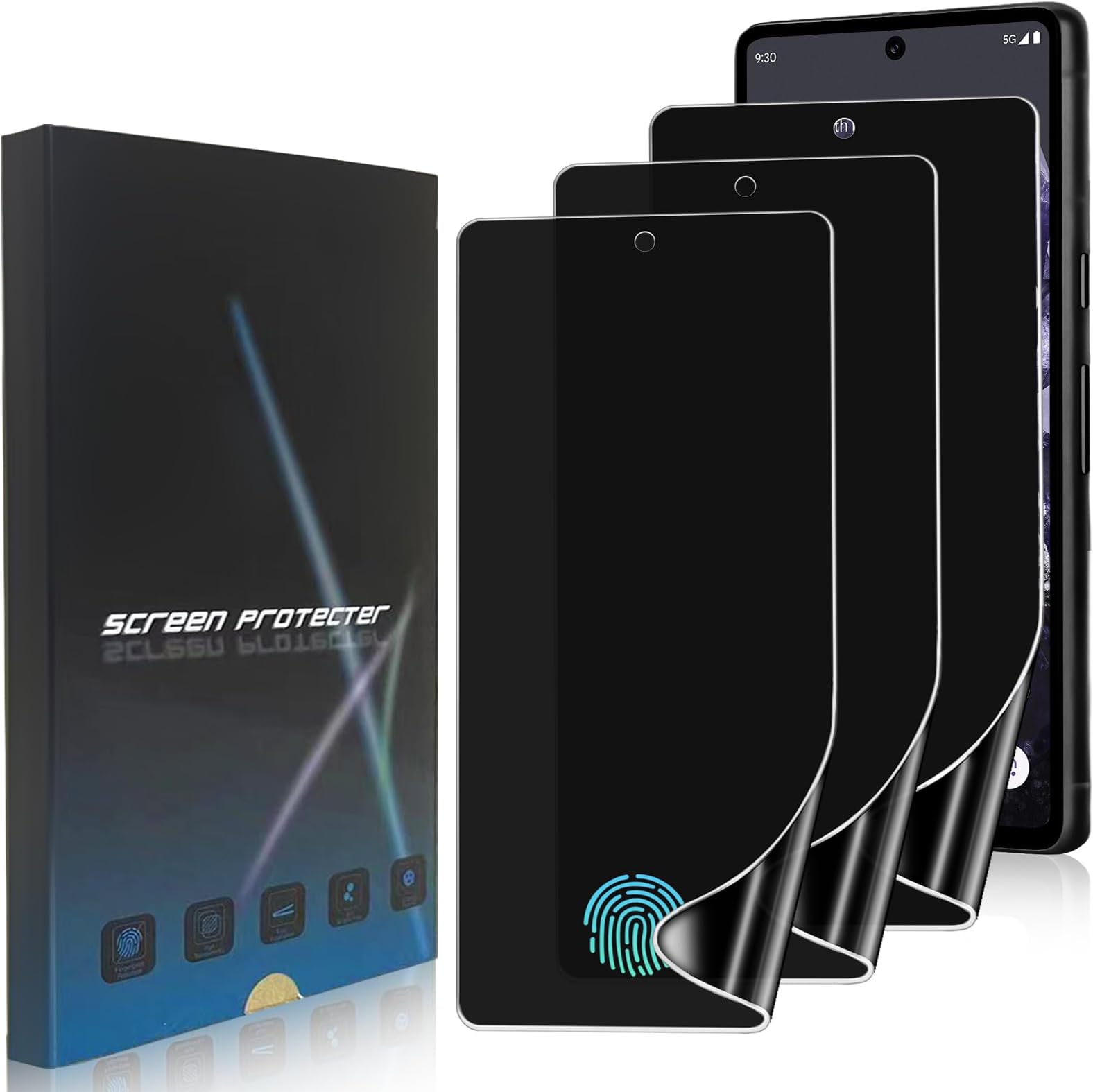 zonyee[3 Pack] Privacy Screen Protector for Google Pixel 8 Pro [Not Glass], Anti-Spy Full Adhesive Flexible TPU Film for Google Pixel 8 Pro,3D Curve Fit [Scratch Resistant]