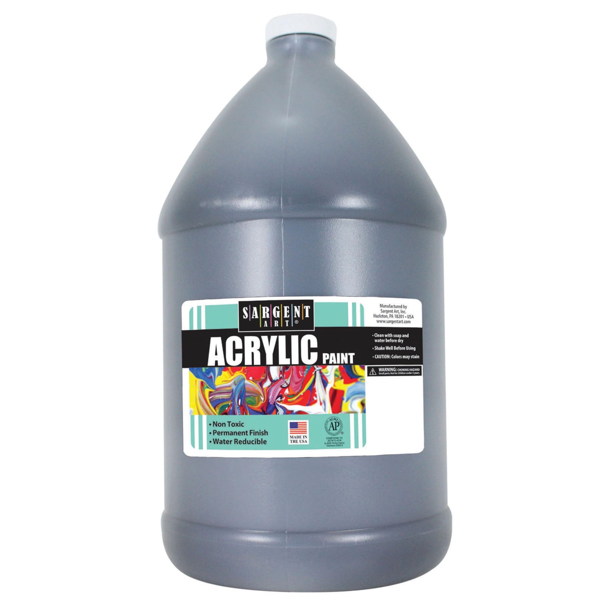 Sargent Art Half Gallon (64 Ounce) Acrylic Paint Black, Non-Fading, Rich Vivid Pigments, Brilliant Matte Finish, Fast Dry Formula, Non-Toxic