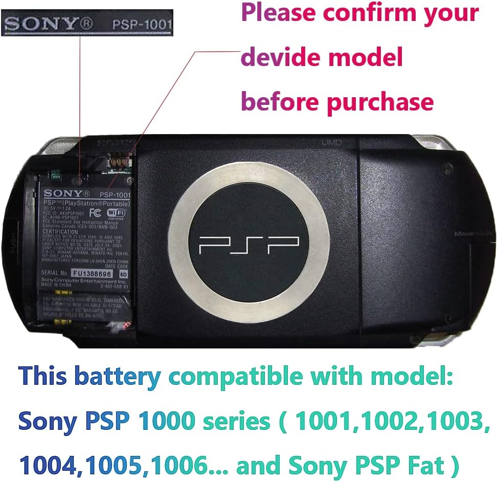 PSP Charger and Battery Bundle for PSP 1000 Series Compatible with Sony PSP 1000 1001 1002 PSP-110 Console : Video Games