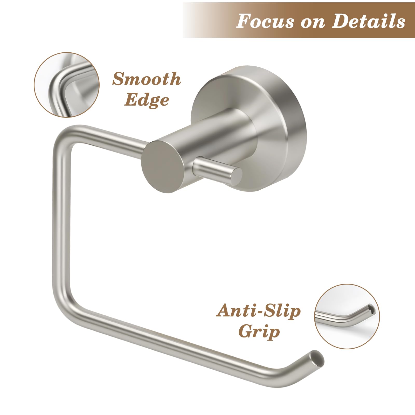 Brushed Silver Toilet Paper Holder, Stainless Steel Toilet Roll Holder Wall Mounted with Drill Installation, Fingerprint-Resistant & Rustproof Bathroom Tissue Holder — Amazon image 6
