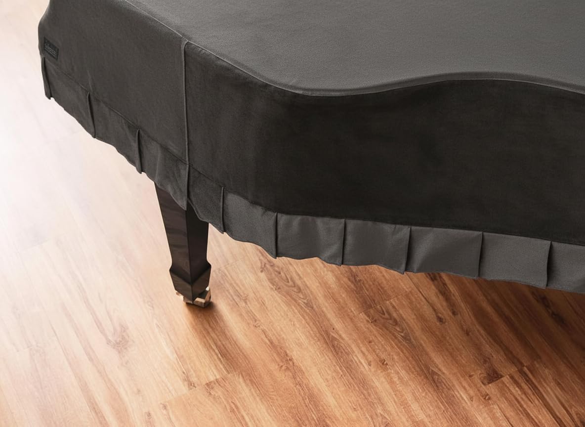 Clairevoire Grandeur: Premium Velvet Grand Piano Cover for Yamaha GC2, 5 feet 8 inches (174cm) | Handcrafted | Luxury-grade Velvet | Anti-dust/blemish/scratch | Climate Protection | Charcoal Grey