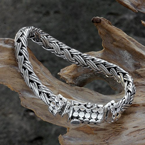 Novica Handmade Men's Sterling Silver Braided Bracelet Chain Indonesia [8.25 In L X 0.3 In W] ' Friendship' #TOP4