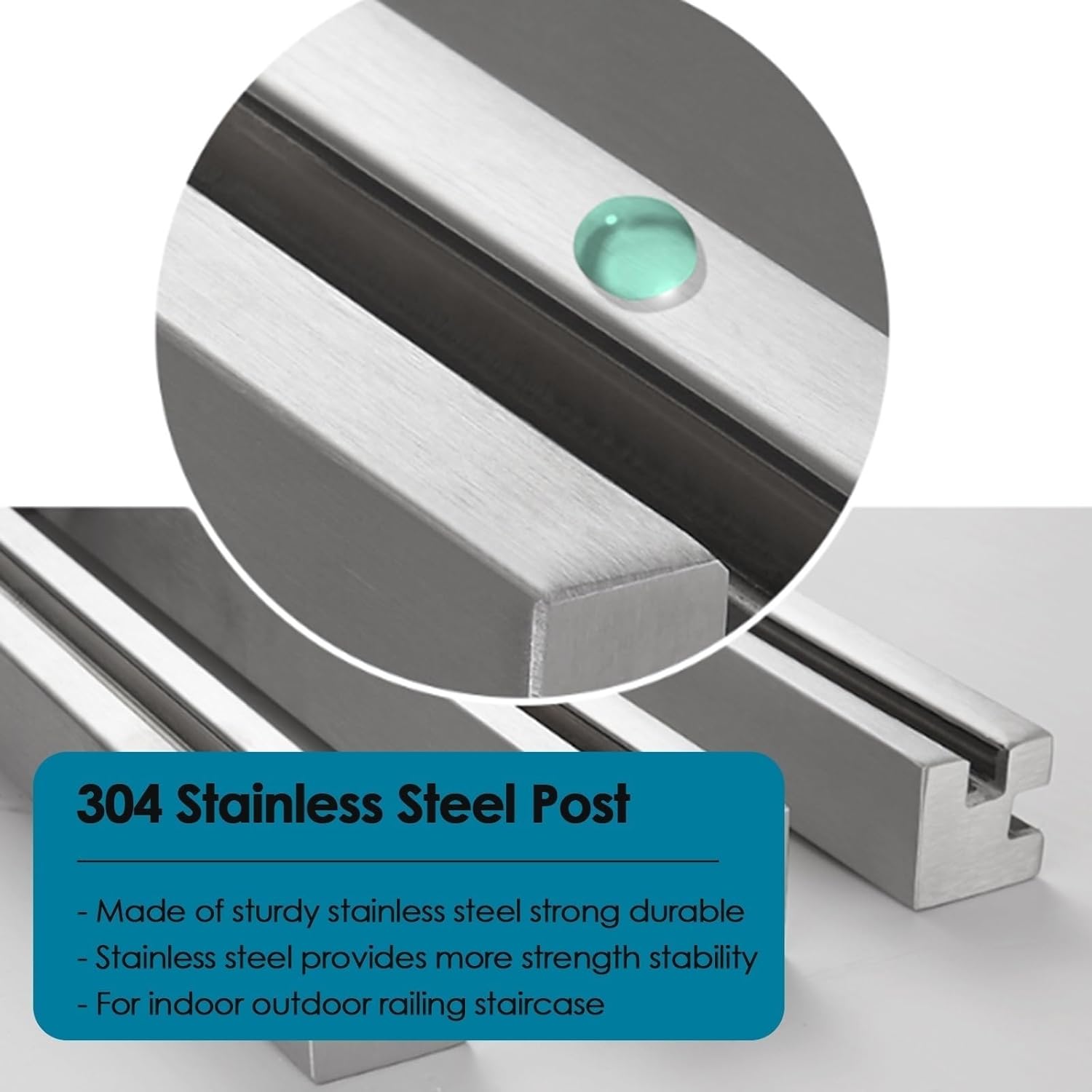 Stainless Steel Glass Railing Post - 95CM/37.4" Indoor & Outdoor Deck Railing System, Silver End Post for Stairs & Fences, Durable & Stylish Glass Fence Panels