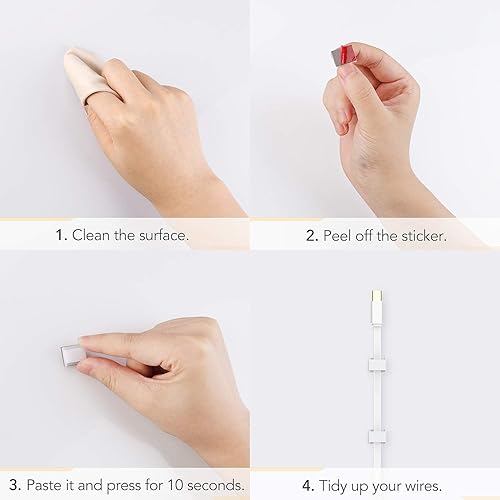 Miniatura 5 de AGPTEK Clips de cable Ethernet, 100 clips adhesivos para cables, clips de cable plano, gestión de soportes de cables pequeños para pared del hogar,
