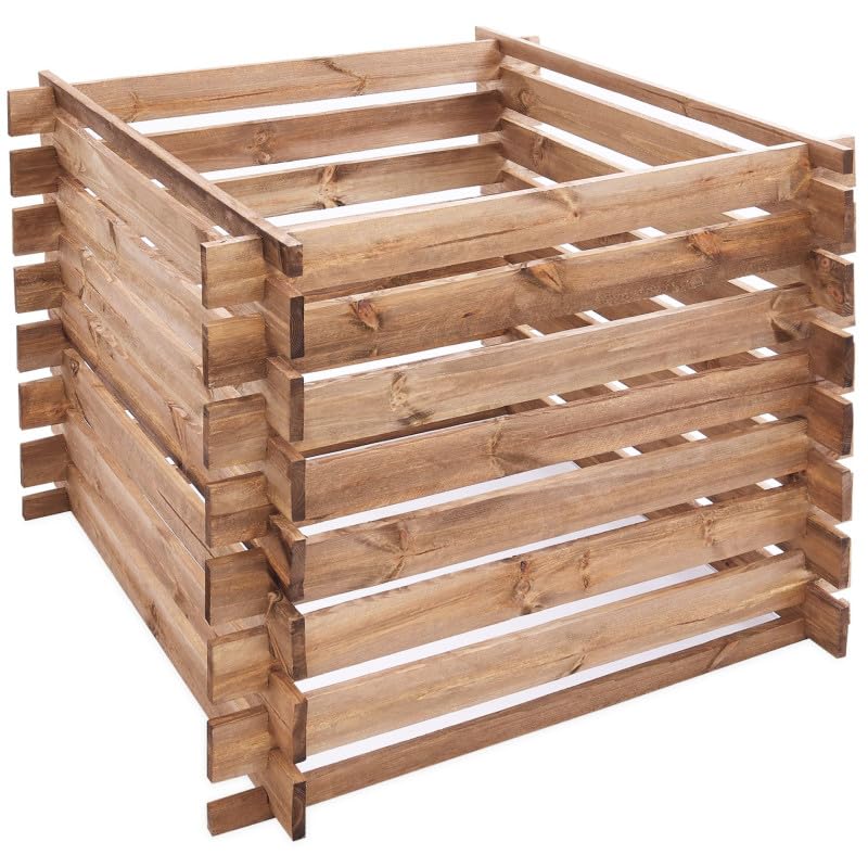 Composteur en Bois 100x100x78cm Robuste et Stable 520L