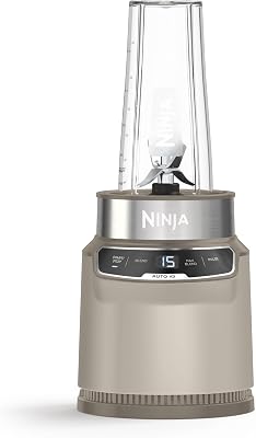 Ninja Blender with Auto-iQ, Blend in Cup, One Touch Controls, Make Smoothies, Milkshakes & Frozen Treats, Dishwasher Safe Parts, Stainless Steel Blades, 1000W, 1 x 700ml Cup, Stone Gold BN500UKSD1